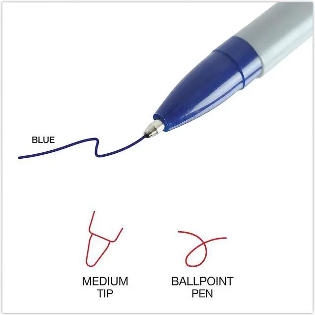 Alt view image 12 of 13 - UNIVERSAL Economy Ballpoint Stick Oil-Based Pen Blue Ink Medium Dozen 27411