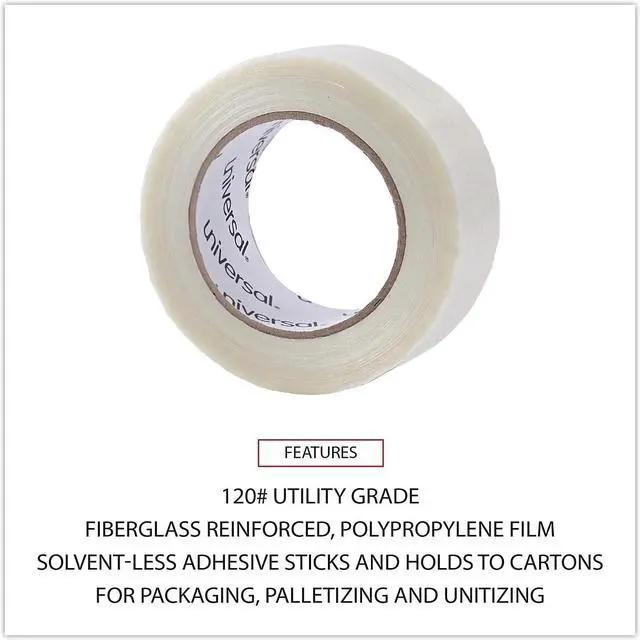 Alt view image 7 of 10 - UNIVERSAL 110# Utility Grade Filament Tape 48mm x 54.8m 3" Core Clear 30048
