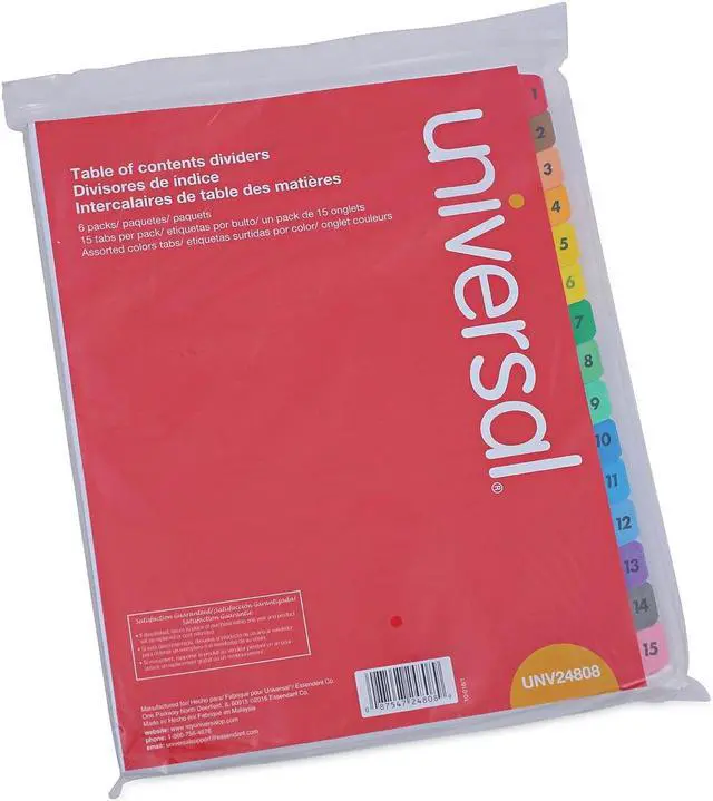 Alt view image 5 of 10 - UNIVERSAL Table of Contents Dividers Assorted Color 8-Tab 1-8 Letter White 6/PK