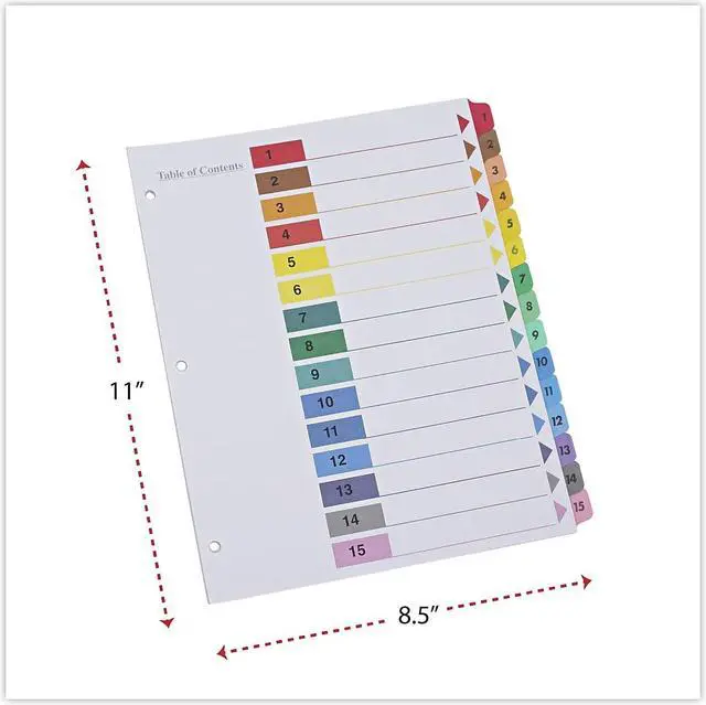 Alt view image 6 of 10 - UNIVERSAL Table of Contents Dividers Assorted Color 8-Tab 1-8 Letter White 6/PK