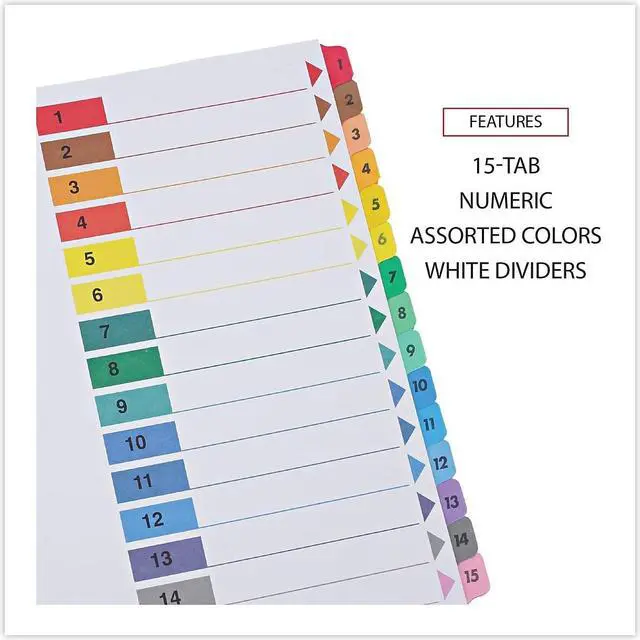 Alt view image 7 of 10 - UNIVERSAL Table of Contents Dividers Assorted Color 8-Tab 1-8 Letter White 6/PK