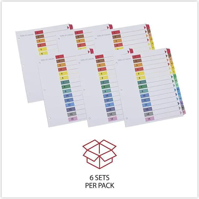 Alt view image 8 of 10 - UNIVERSAL Table of Contents Dividers Assorted Color 8-Tab 1-8 Letter White 6/PK