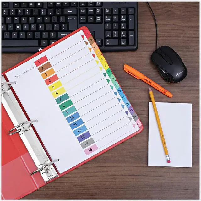 Alt view image 10 of 10 - UNIVERSAL Table of Contents Dividers Assorted Color 8-Tab 1-8 Letter White 6/PK