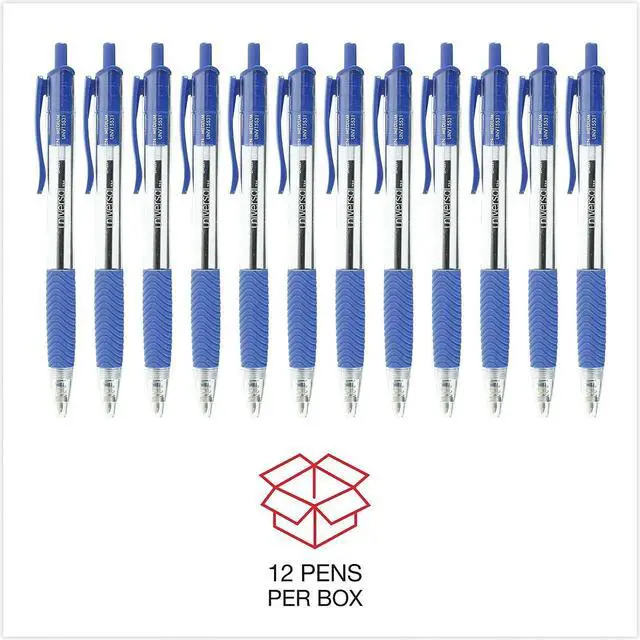 Alt view image 13 of 15 - UNIVERSAL Economy Retractable Ballpoint Pen Blue Ink Clear 1mm Dozen 15531