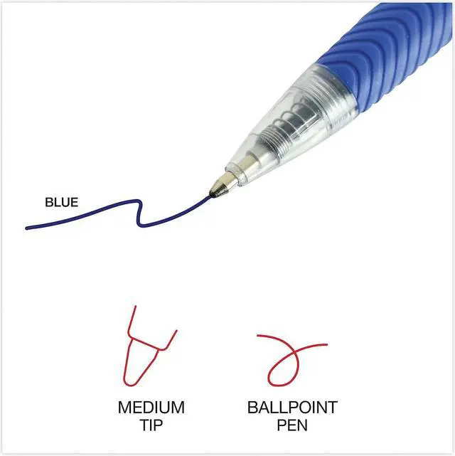 Alt view image 14 of 15 - UNIVERSAL Economy Retractable Ballpoint Pen Blue Ink Clear 1mm Dozen 15531