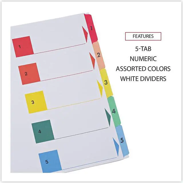 Alt view image 6 of 9 - UNIVERSAL Table of Contents Dividers Assorted Color 5-Tab 1-5 Letter White 6