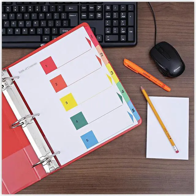 Alt view image 9 of 9 - UNIVERSAL Table of Contents Dividers Assorted Color 5-Tab 1-5 Letter White 6