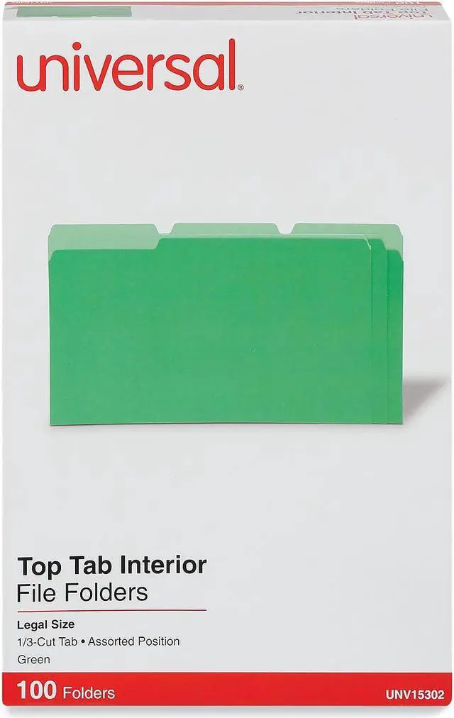 Alt view image 4 of 6 - UNIVERSAL Recycled Interior File Folders 1/3 Cut Top Tab Legal Green 100/Box