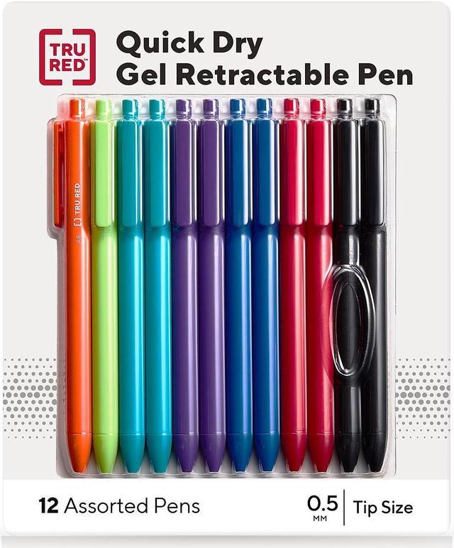 TRU RED Retractable Quick Dry Gel Pens Fine Point 0.5mm Asst TR54491 