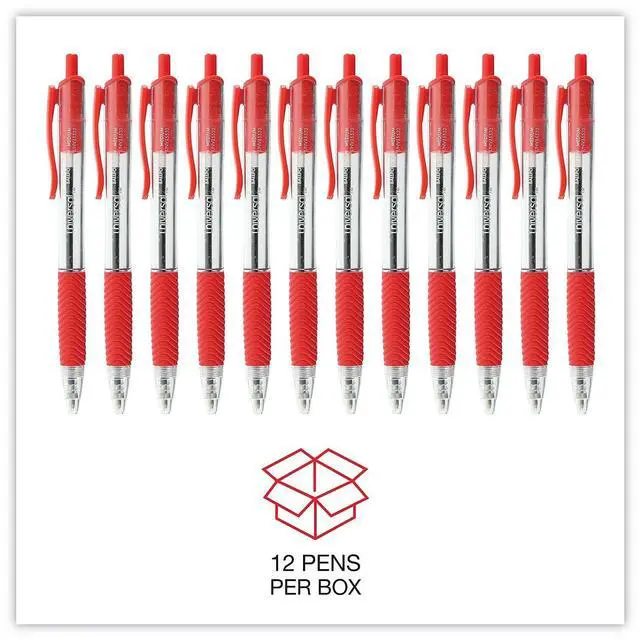 Alt view image 13 of 15 - UNIVERSAL Economy Retractable Ballpoint Pen Red Ink Clear 1mm Dozen 15532