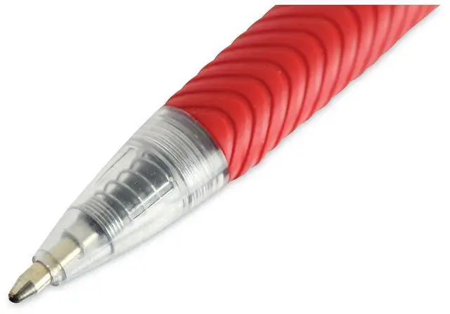 Alt view image 14 of 15 - UNIVERSAL Economy Retractable Ballpoint Pen Red Ink Clear 1mm Dozen 15532