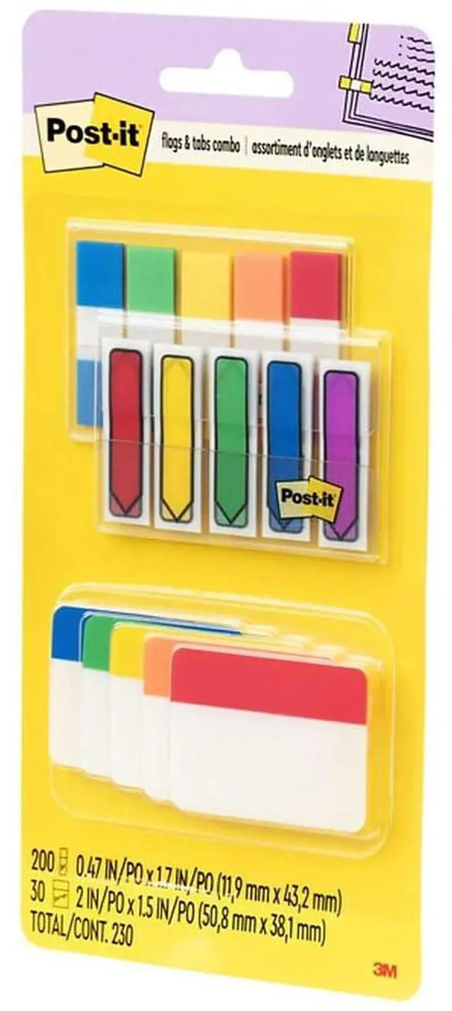 Alt view image 17 of 17 - Post-It Flags and Tabs Combo Pack, Assorted Primary Colors, 230/Pack 686XLP