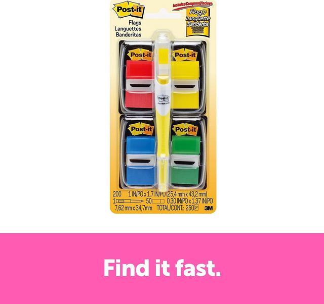 Alt view image 18 of 20 - Post-it Page Flag Value Pack Assorted 200 1" Flags + Highlighter with 50 1/2"