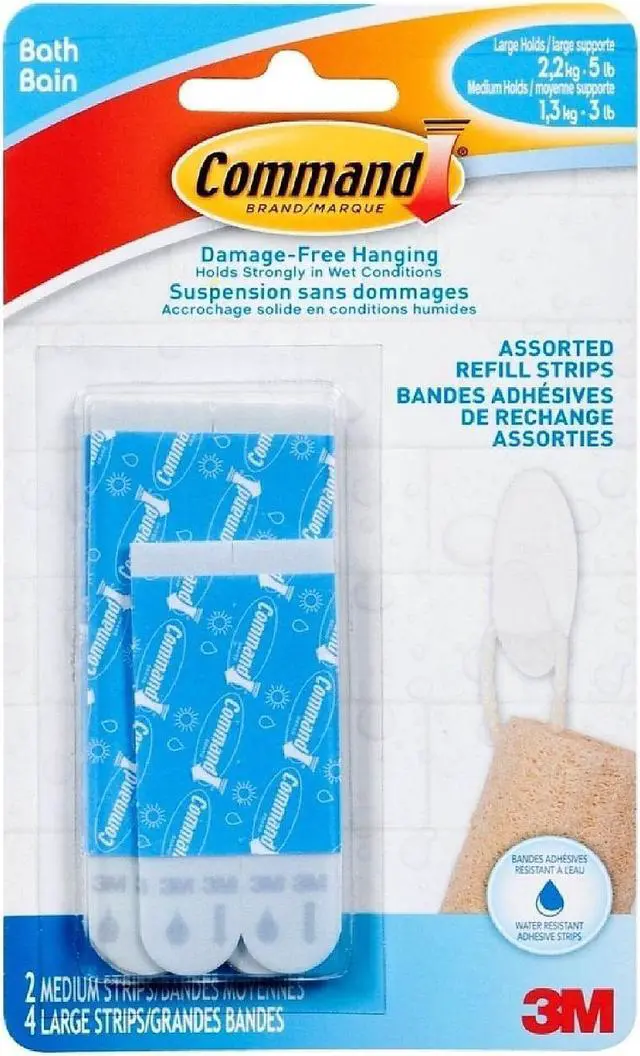 Alt view image 2 of 10 - E 2 Medium And 4 Large Strips Assorted Water Resistant Refill Strips 3M