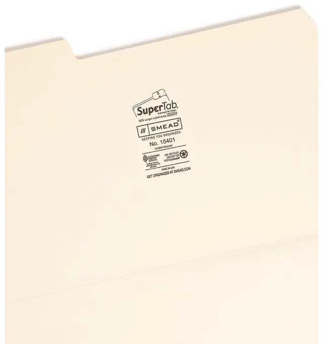 Alt view image 18 of 18 - Smead 15401 - SuperTab Heavyweight Folder, Manila, 1/3 Cut, Legal, 50/BX