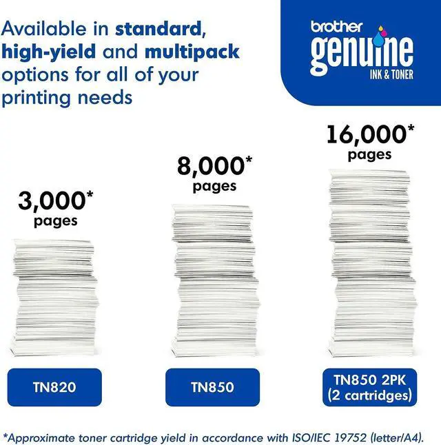 Alt view image 10 of 20 - Brother TN-850 Toner Cartridge Black 2 Pack in Retail Packaging