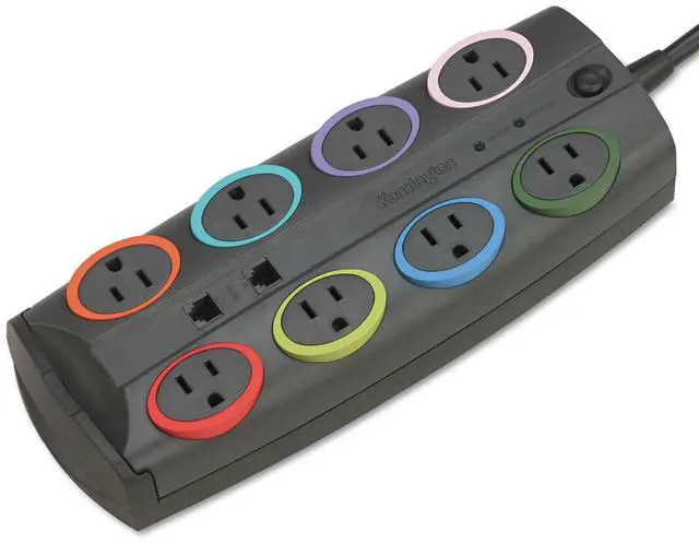 Alt view image 12 of 13 - SmartSockets Color-Coded Surge Protector 8 Outlets 8 ft Cord 3090 Joules
