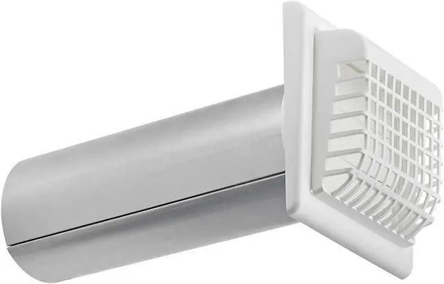 Alt view image 6 of 7 - Lambro 267WG 4-In. White Plastic Louvered Vent with Tail Piece and Bird/Rodent Guard