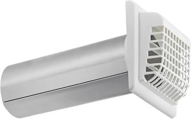 Alt view image 4 of 7 - Lambro 267WG 4-In. White Plastic Louvered Vent with Tail Piece and Bird/Rodent Guard