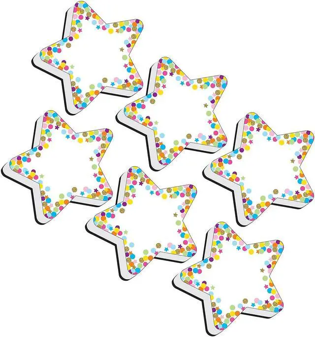Main image of Ashley Productions Dry Erase Magnetic Whiteboard Erasers Star Confetti Pack of 6