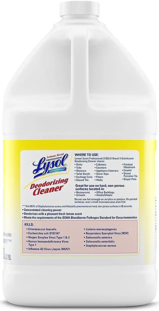 Alt view image 9 of 19 - Reckitt Benckiser 76334CT Professional LYSOL Brand Disinfectant Deodorizing Cleaner, 1 gal. Bottle, Concentrate, Lemon Scent