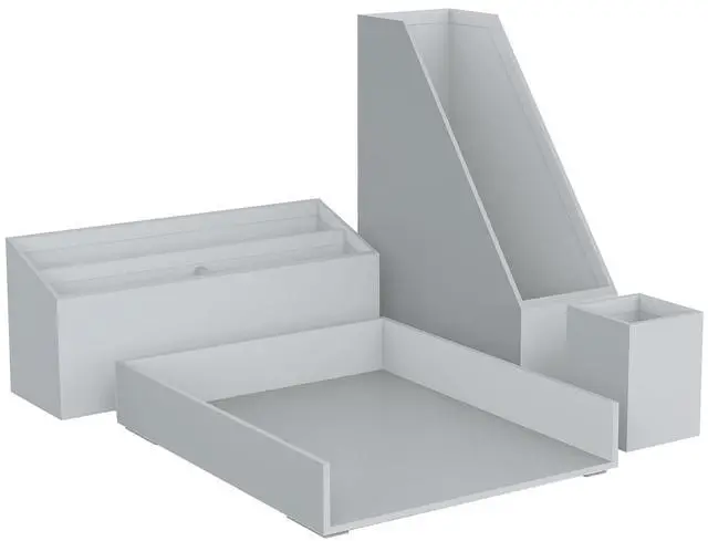 Alt view image 4 of 4 - U Brands 4-Piece Desk Organization Kit, Gray, 1 Kit (UBR3632U0002)