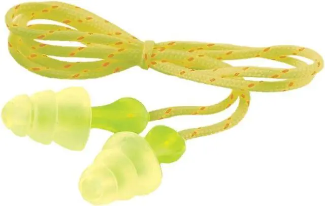 Alt view image 2 of 3 - Tri-Flange Earplugs Corded 26 dB NRR Yellow/Orange 100 Pairs 7000052724