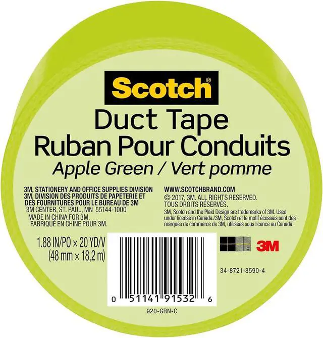 Alt view image 5 of 18 - 3m 20 Yards Green Apple Duct Tape  920-GRN-C
