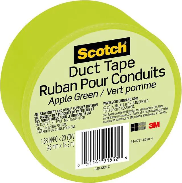 Alt view image 6 of 18 - 3m 20 Yards Green Apple Duct Tape  920-GRN-C