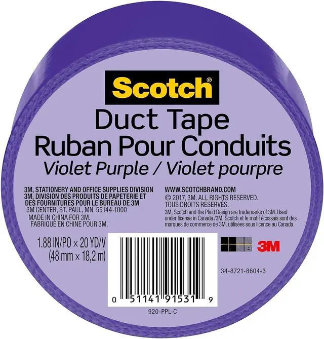 Alt view image 6 of 18 - 3m 20 Yards Violet Purple Duct Tape  920-PPL-C