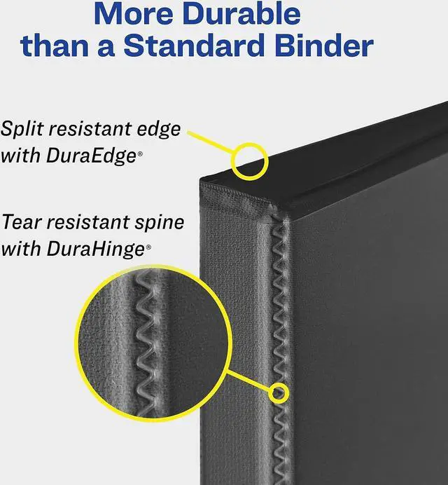 Alt view image 4 of 20 - Avery Durable View Binder w/Slant Rings 11 x 8 1/2 3" Cap Blue 17044
