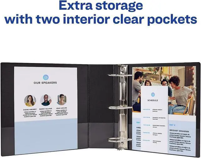 Alt view image 5 of 20 - Avery Durable View Binder w/Slant Rings 11 x 8 1/2 3" Cap Blue 17044