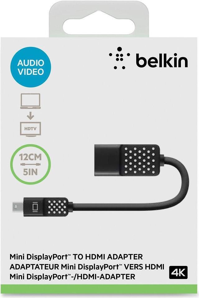 Alt view image 8 of 8 - Belkin Mini DisplayPort to HDMI Adapter 4k Compatible Black