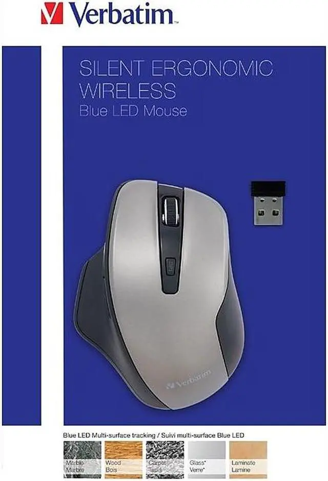 Alt view image 17 of 20 - Verbatim Silent Ergonomic Wireless Blue Led Mouse - Graphite