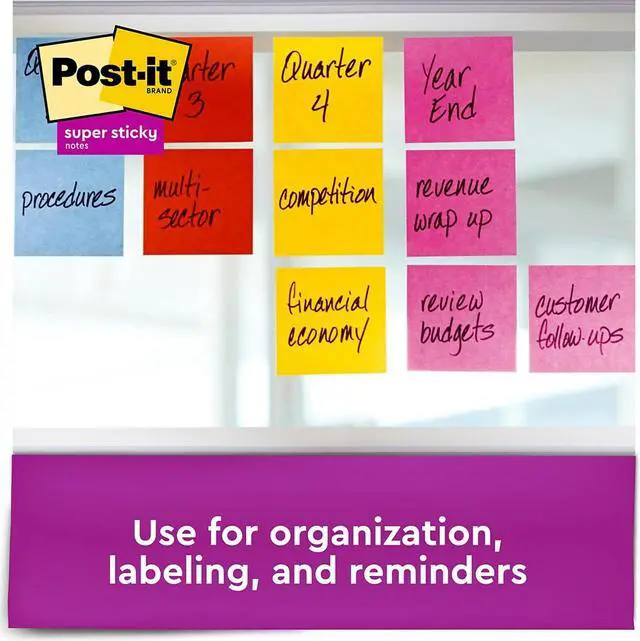 Alt view image 3 of 7 - Post-it Super Sticky Notes 3" x 3" Electric Yellow 90 Sheets/Pad 503687