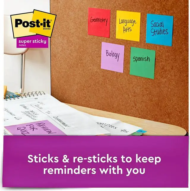Alt view image 2 of 7 - Post-it Super Sticky Notes 3" x 3" Electric Yellow 90 Sheets/Pad 503687