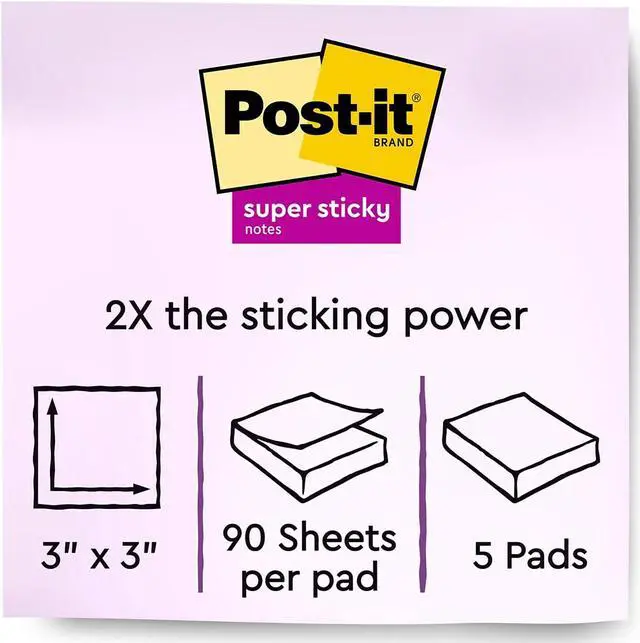 Alt view image 6 of 7 - Post-it Super Sticky Notes 3" x 3" Electric Yellow 90 Sheets/Pad 503687