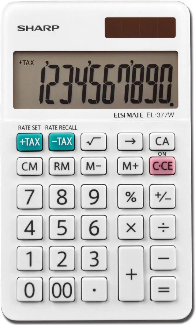 Alt view image 12 of 20 - Sharp EL-377WB Large Pocket Calculator 10-Digit LCD EL377WB