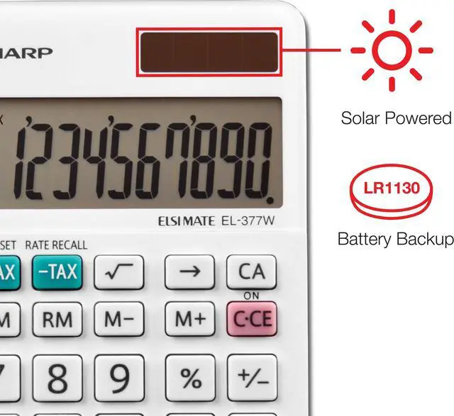 Alt view image 15 of 20 - Sharp EL-377WB Large Pocket Calculator 10-Digit LCD EL377WB