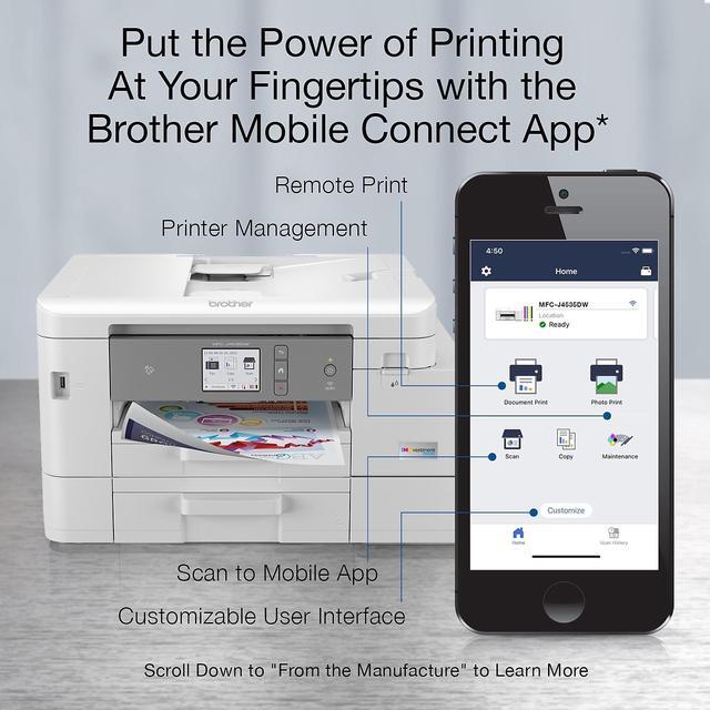 Alt view image 13 of 20 - Brother MFCJ4535DW Up to 20 ppm Black Print Speed Wireless 802.11 b/g/n InkJet MFC / All-In-One Color Printer