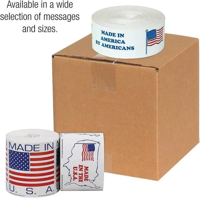 Alt view image 3 of 5 - Tape Logic Labels "Made in U.S.A." 1" Circle Red/White/Blue 500 PER ROLL USA301