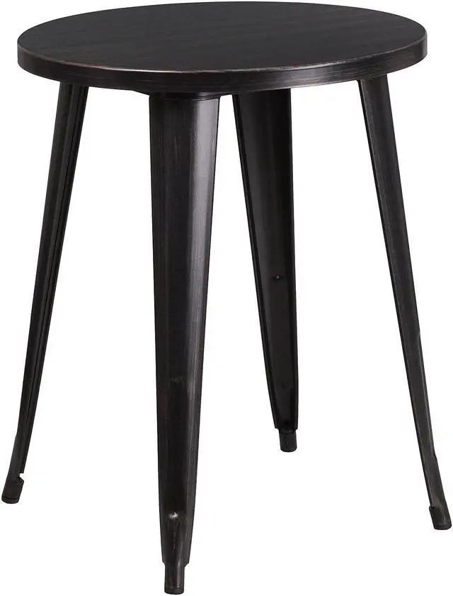 Alt view image 11 of 12 - Flash Furniture Napoleon Indoor-Outdoor 24" Round Table Set with 2 Arm Chairs Black-Antique Gold (CH518TH218ABQ)