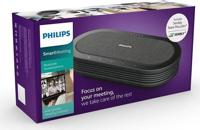 Alt view image 4 of 8 - Philips SmartMeeting Bluetooth Speakerphone with Sembly AI Meeting Assistant Dark Gray (PSE0501)