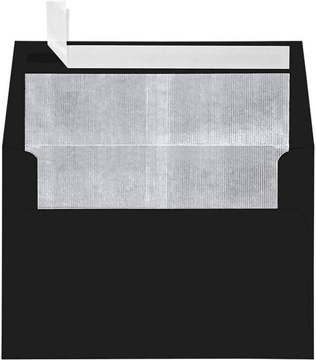 LUX A4 Foil Lined Invitation Envelopes (4 1/4 x 6 1/4) 500/Box Black  w/Silver LUX Lining (FLBK4872-03-500)