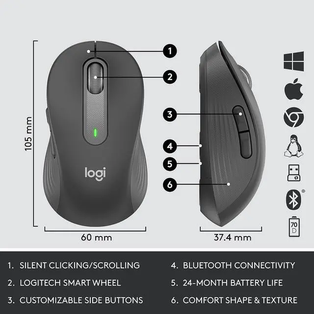 Alt view image 13 of 13 - Logitech Signature MK650 Combo for Business Wireless Mouse and Keyboard Graphite (920-010909)