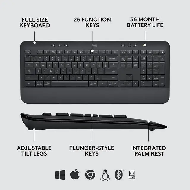 Alt view image 12 of 13 - Logitech Signature MK650 Combo for Business Wireless Mouse and Keyboard Graphite (920-010909)