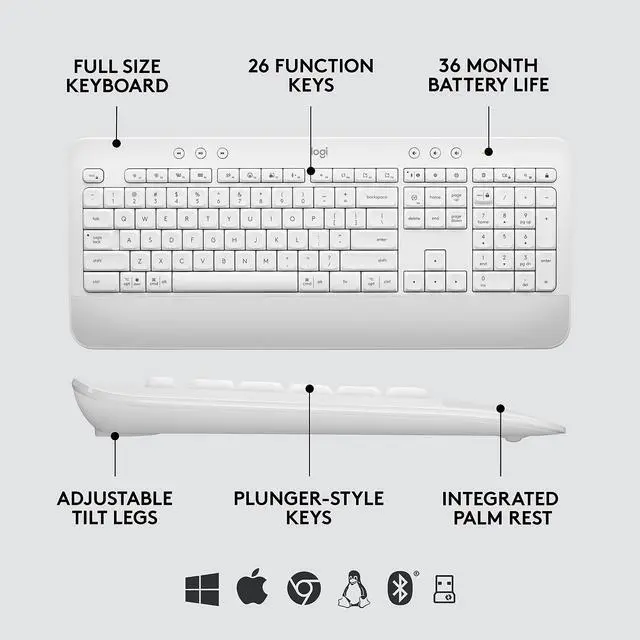 Alt view image 7 of 20 - Logitech Signature MK650 Combo for Business Wireless Mouse and Keyboard Off-White (920-011018)