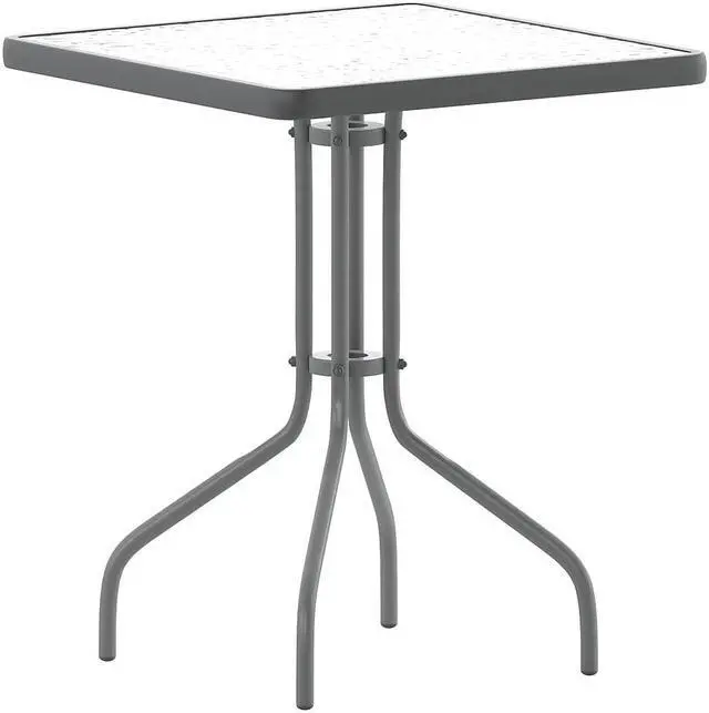 Main image of Flash Furniture Barker Square Tempered Glass and Metal Table 23.5'' Silver (TLH073A1SV)
