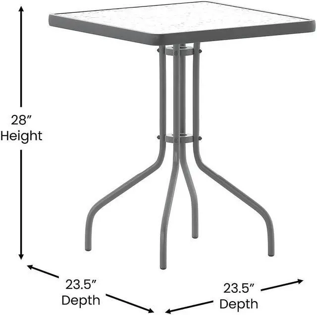 Alt view image 4 of 14 - Flash Furniture Barker Square Tempered Glass and Metal Table 23.5'' Silver (TLH073A1SV)