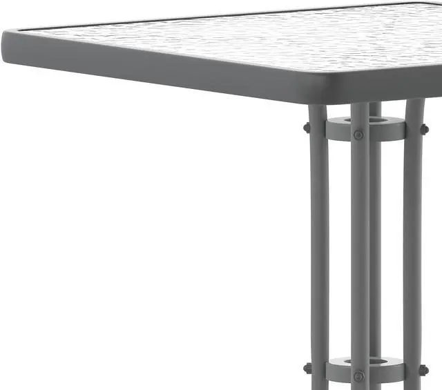 Alt view image 6 of 14 - Flash Furniture Barker Square Tempered Glass and Metal Table 23.5'' Silver (TLH073A1SV)